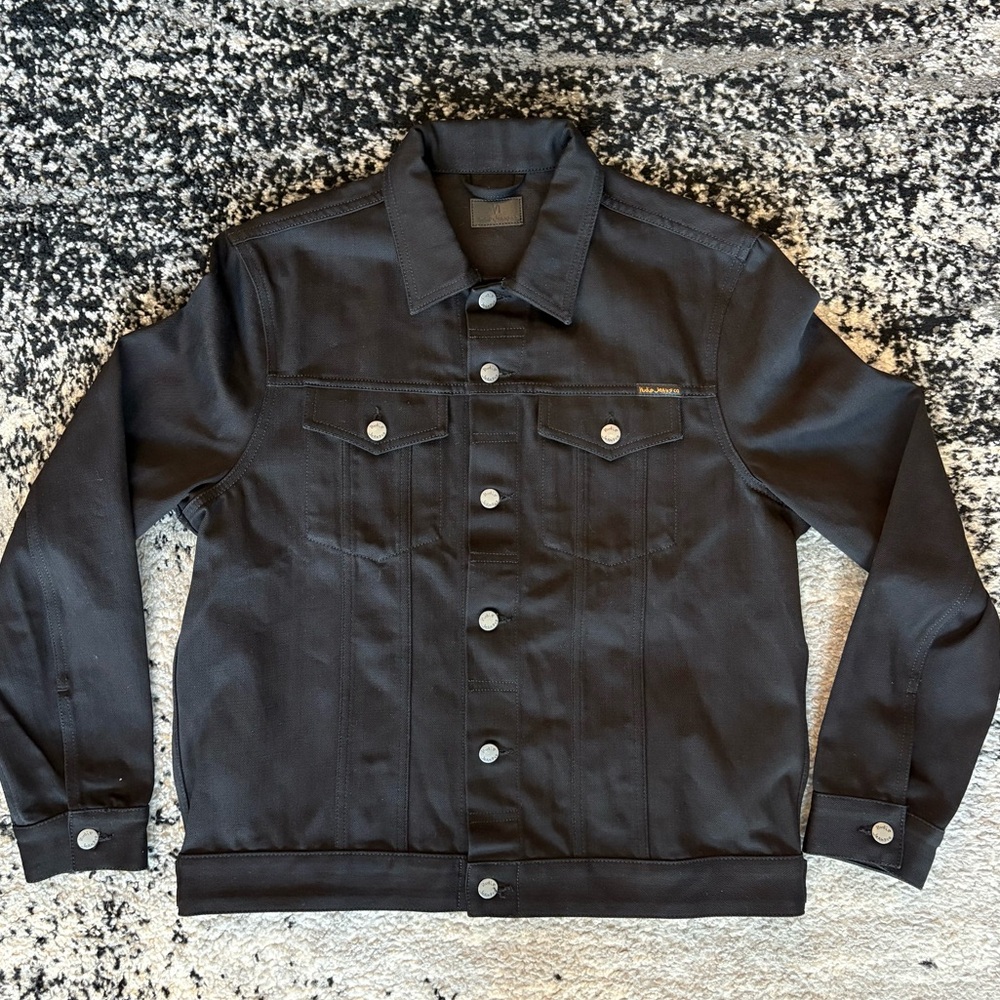 NUDIE JEANS - DENIM JACKET- DRY BLACK TWILL - SIZE Small / S